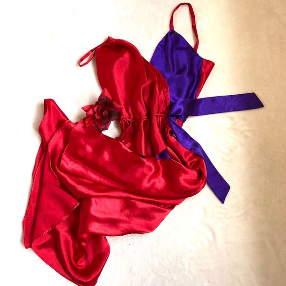 Vintage 80s Gold Label Victoria’s Secret red & purple Dress - Picture 6 of 16